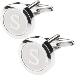 Mens Classic Stainless Steel Initial Cufflinks 26Alphabet Initial LetterCufflink